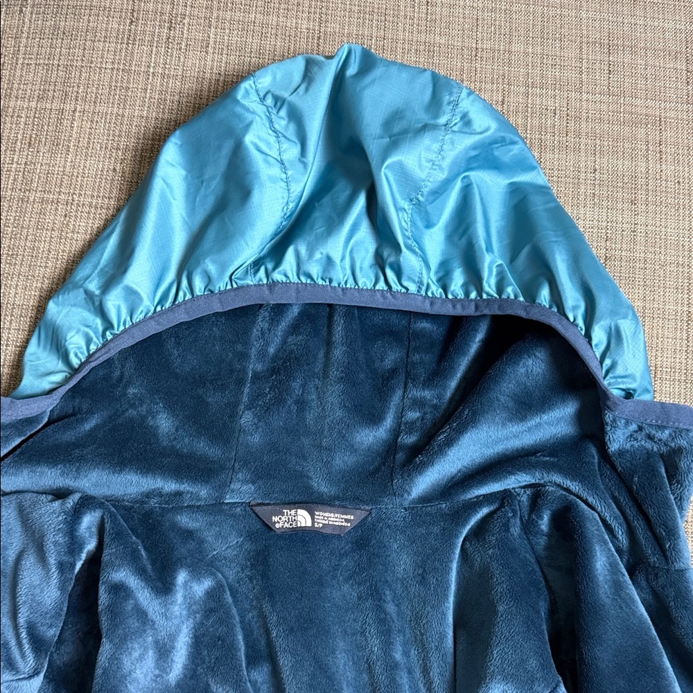 The North Face Teal & Navy Blue Hooded Fleece-Lined Windbreaker Jacket S Small - Picture 7 of 8